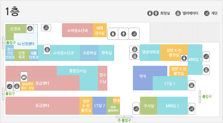 광명성애병원 1층 단면도 입니다.