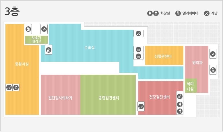 광명성애병원 3층 단면도 입니다.