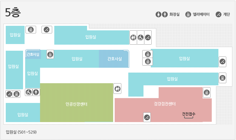 광명성애병원 5층 단면도 입니다.